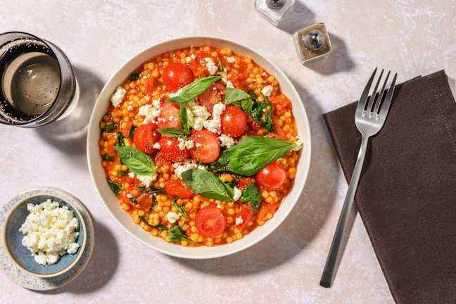 Risotto cheesy au couscous perlé & épinards