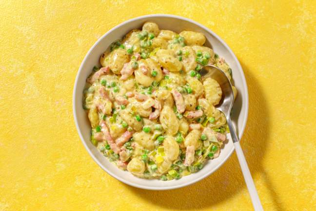 Gnocchi express lardons fumés & petits pois