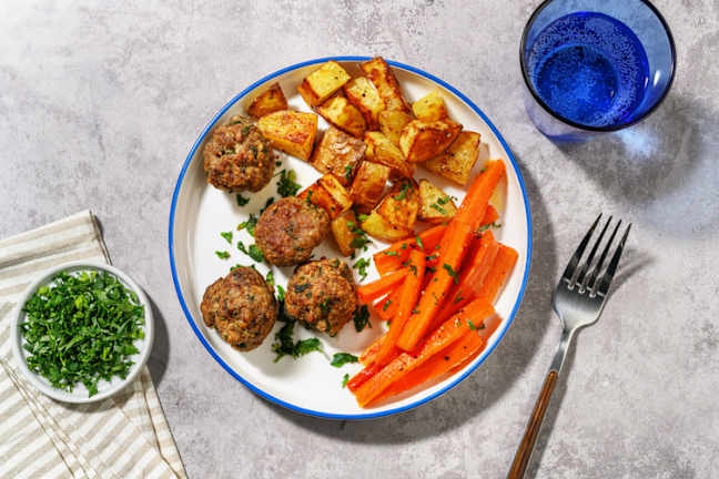 Meatball and Roast Potato Bake