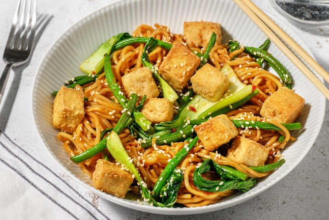 Singaporean Style Crispy Tofu and Black Pepper Noodles
