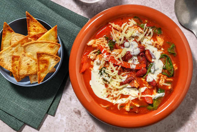 Quick Chipotle Pulled Chicken and Pepper Soup