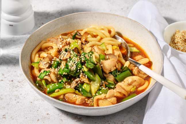 One Pot Char Siu Chicken and Mushroom Udon Broth