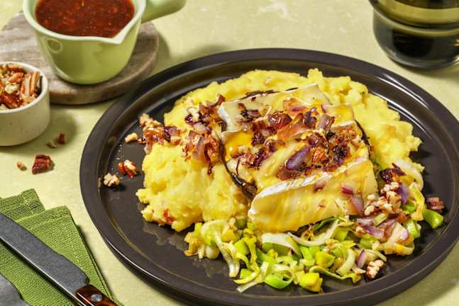 Portobello farci au brie et sauce balsamique aux myrtilles