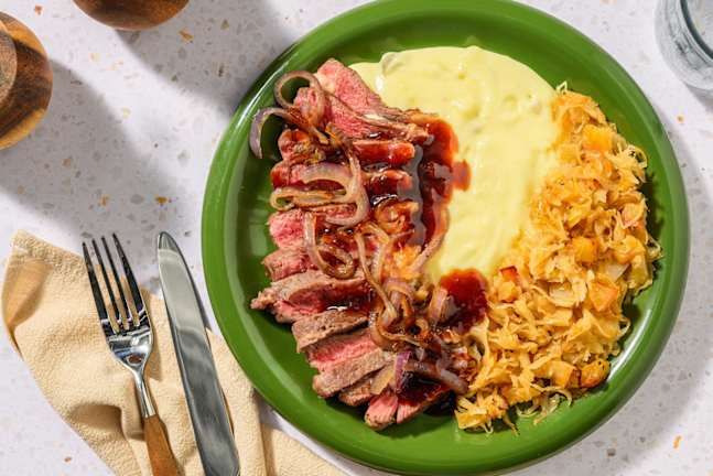 Steak met zoete appel-zuurkool