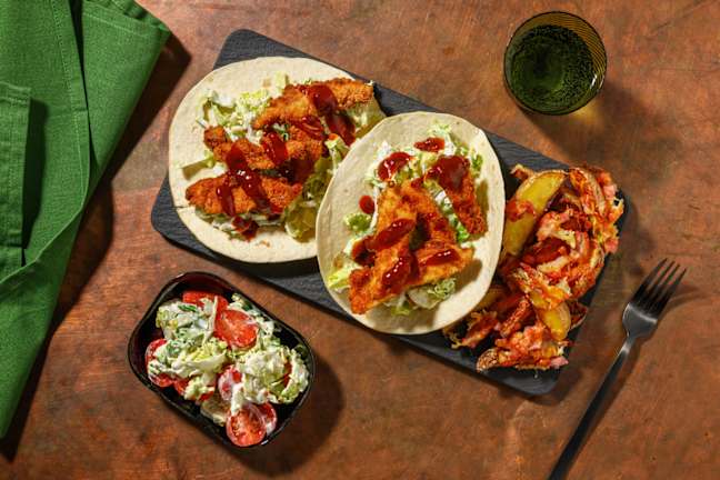 Texas BBQ Style Crispy Breaded Chicken Tacos