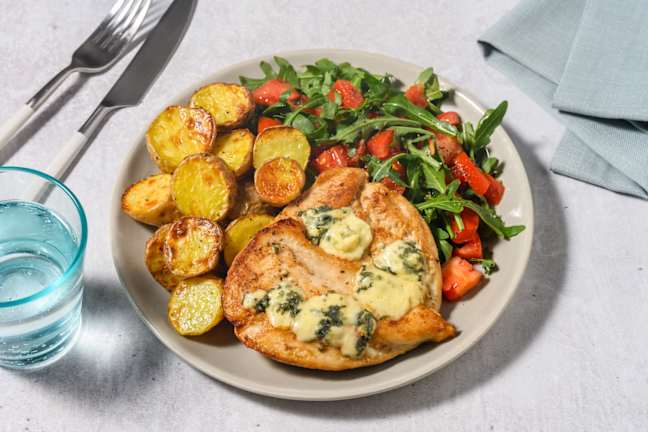 Chicken with Blue Cheese and Roast Potatoes