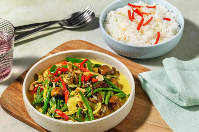 Indisches Korma Curry mit grünen Bohnen