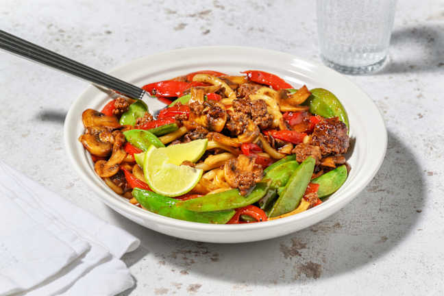 One Pan Hoisin Lamb Udon Stir-Fry