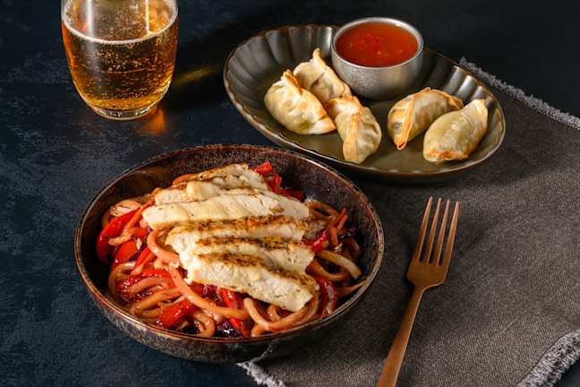 Ultimate Chicken Yaki Style Udon and Crispy Gyozas