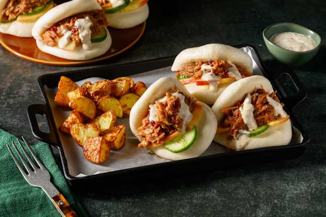 Pulled Pork Bao and Chilli Potatoes