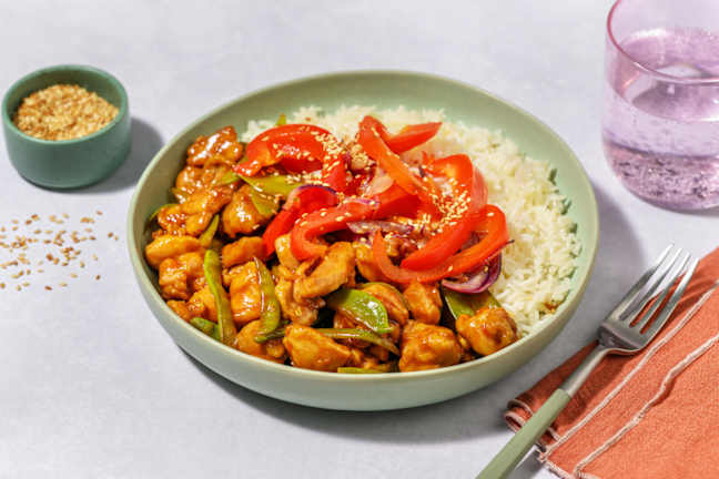 Sweet Sesame Chicken on Rice
