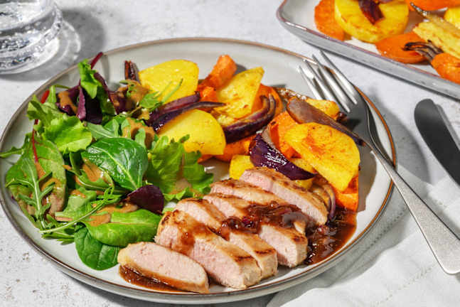 Schweinelachssteak in Aprikosen-Soße