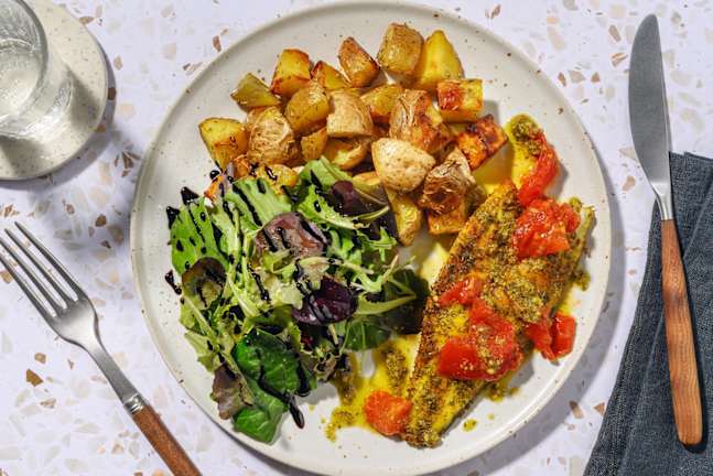 Pan-Seared Sea Bass and Warm Tomato Salsa