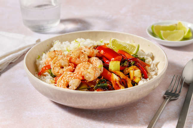 Sesam-Crevetten auf Teriyakigemüse