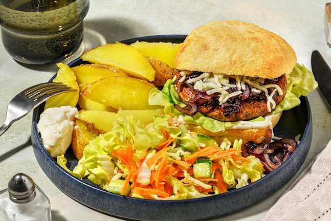 Cheeseburger végé sur ciabatta