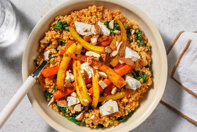 Bulgur with Roasted Carrots & Greek-Style Cheese