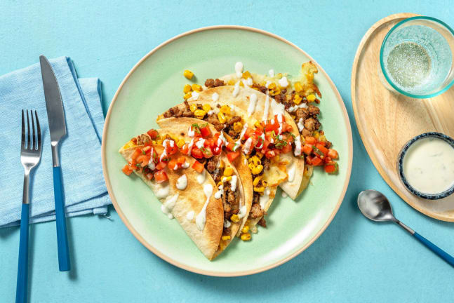 Quesadillas à la dinde et au maïs au four
