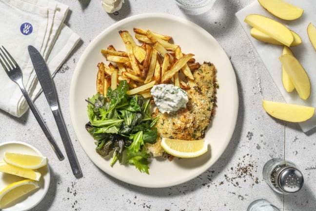 Breaded Sea Bass and Chips