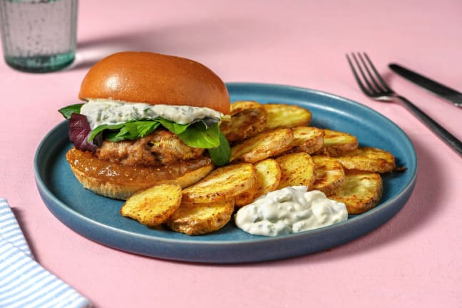 Turkey Burgers with Fig Jam and Cream Cheese Spread