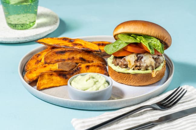 Southwest-Inspired Cheesy Beyond Meat® Burgers
