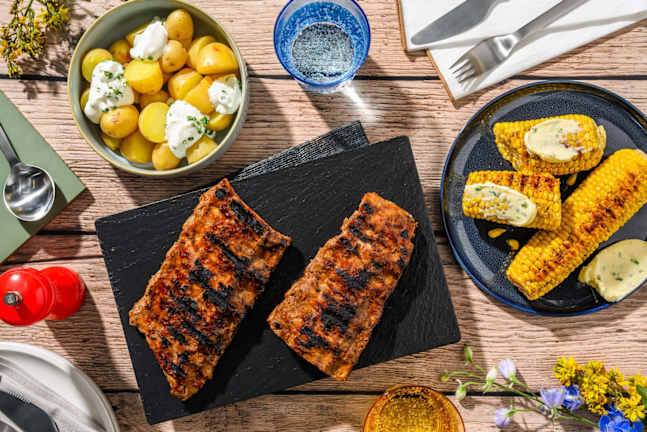 Grilled BBQ Ribs and Corn on the Cob
