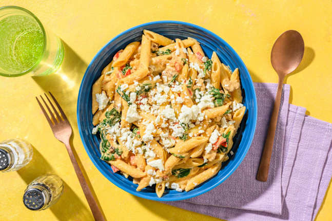 SuperQuick Creamy Sausage and Bell Pepper Penne