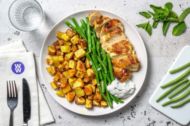 Curried Chicken Breast and Turmeric Roasties