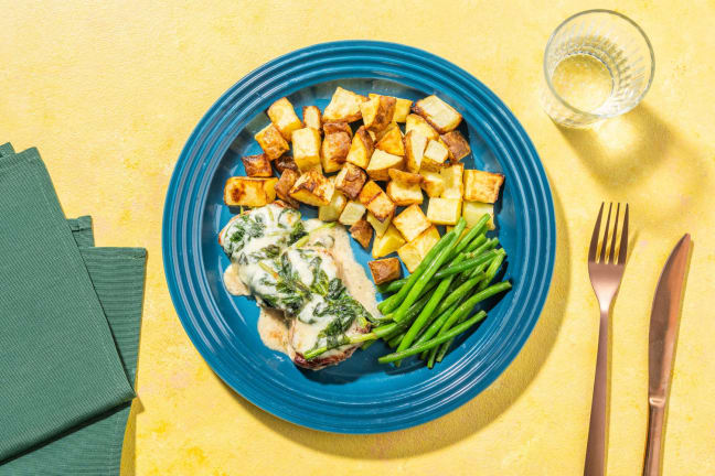 Spinach and Cheese-Topped Pork Tenderloin