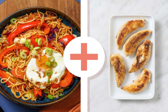 Indonesian-Style Chicken Tenders and Stir-Fried Noodles