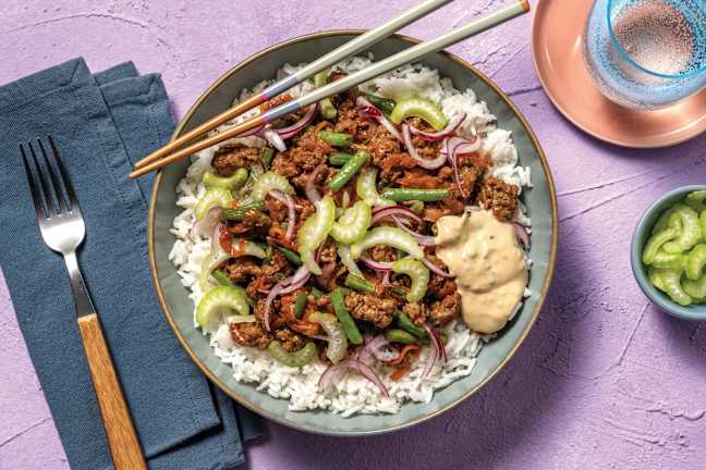Quick Japanese-Style Beef & Rice Bowl