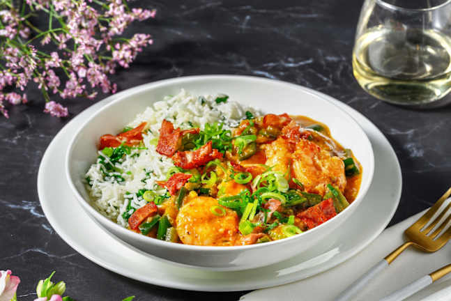 Jumbo Shrimp-Bacon Étouffée-Style Stew