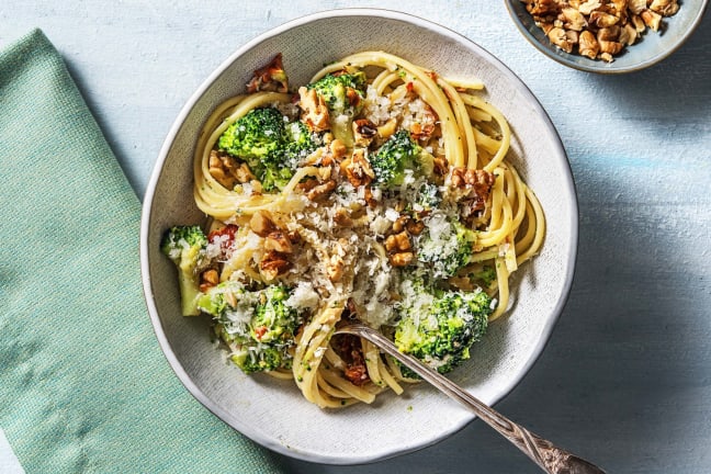 Spaghetti crémeux au brocoli et fromage de chèvre