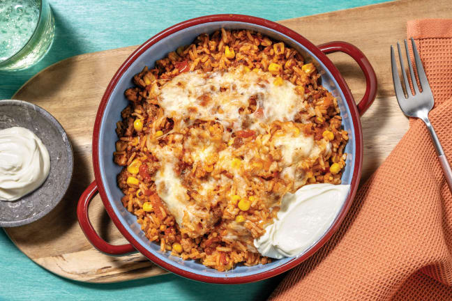 Cheesy Mexican Beef & Rice Bake