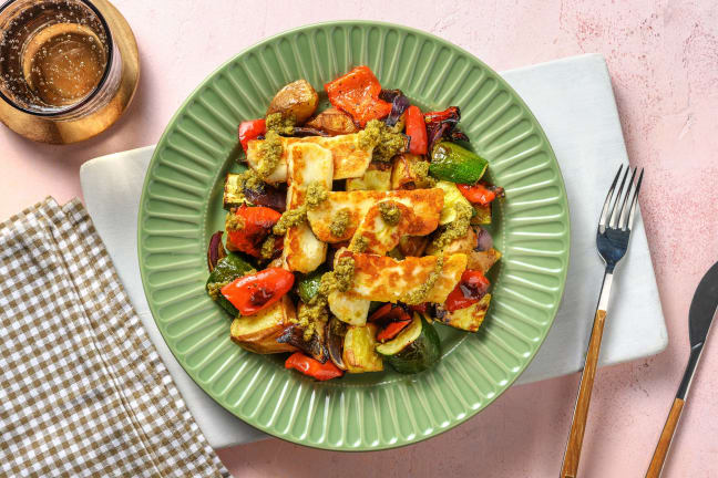 Pan-Fried Halloumi and Pesto Drizzle