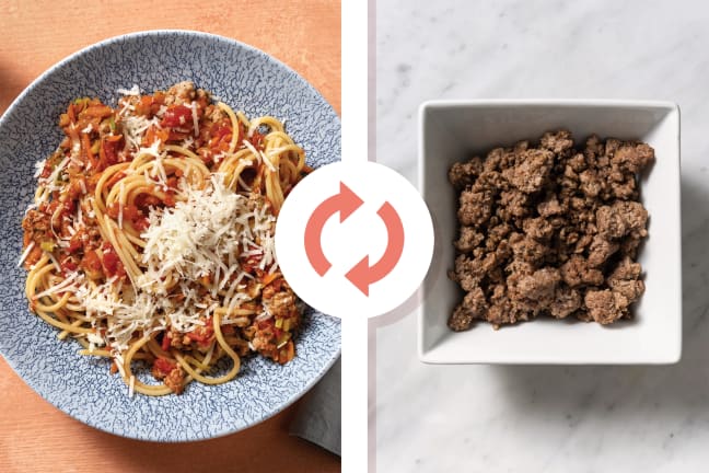 Plant-Based Mince & Basil Pesto Spaghetti