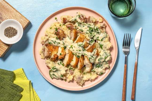 Poulet et sauce crémeuse à l’ail et aux épinards