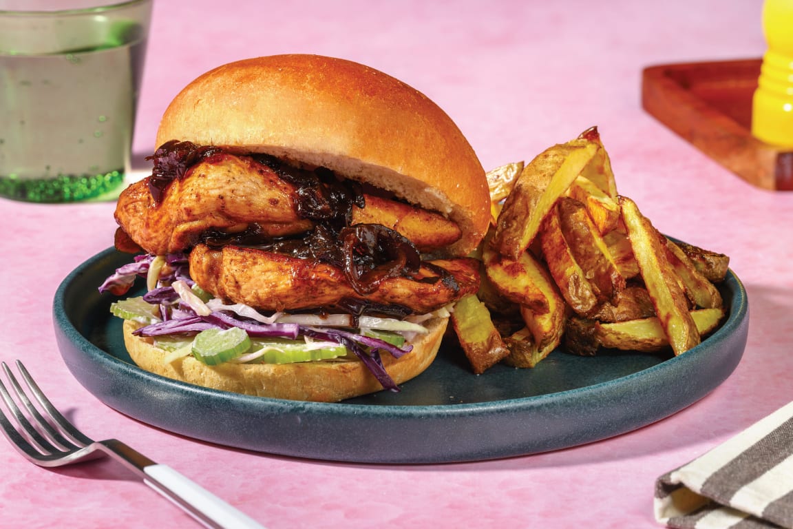 Easy BBQ Chicken Burger & Onion Chutney