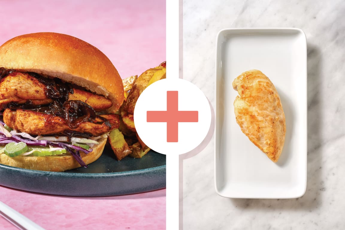 Easy Double BBQ Chicken Burger & Onion Chutney