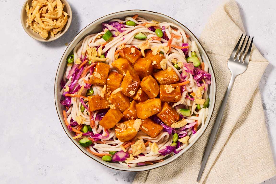 Crispy Sticky Tofu & Miso Ginger Lo Mein