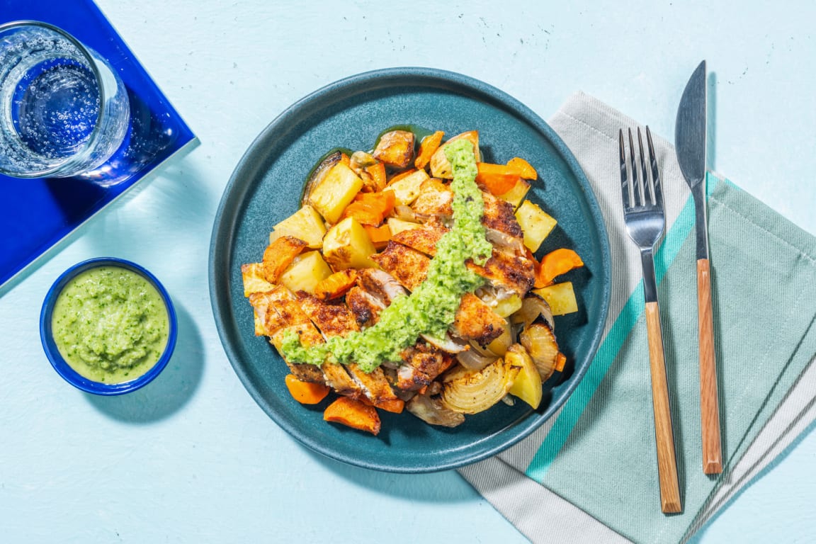 Pollo con mojo verde al estilo canario