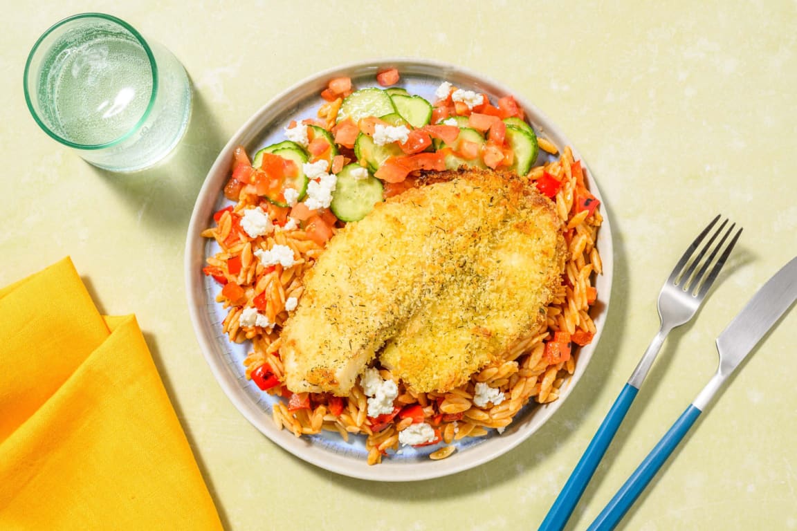 Baked Tilapia and Sweet Pepper Orzo