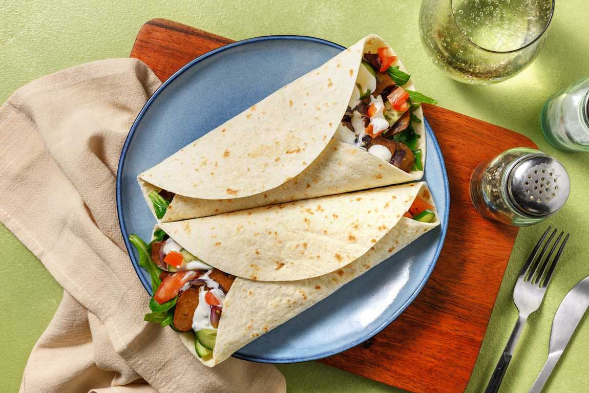 Wraps met veggie döner kebab en feta