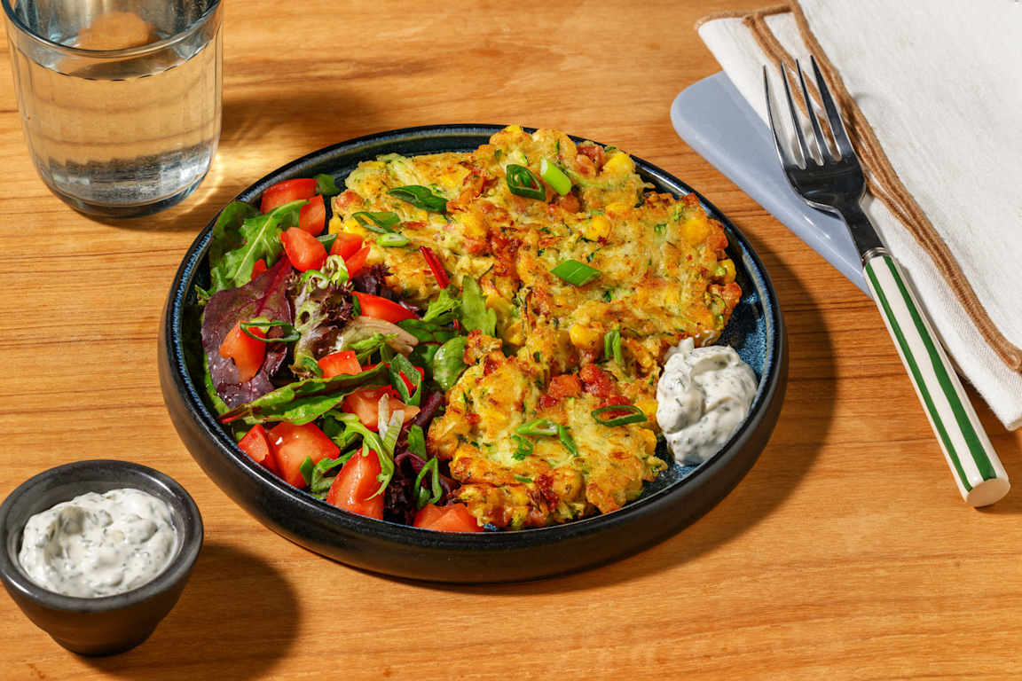 Golden Bacon & Veggie-Stacked Fritters
