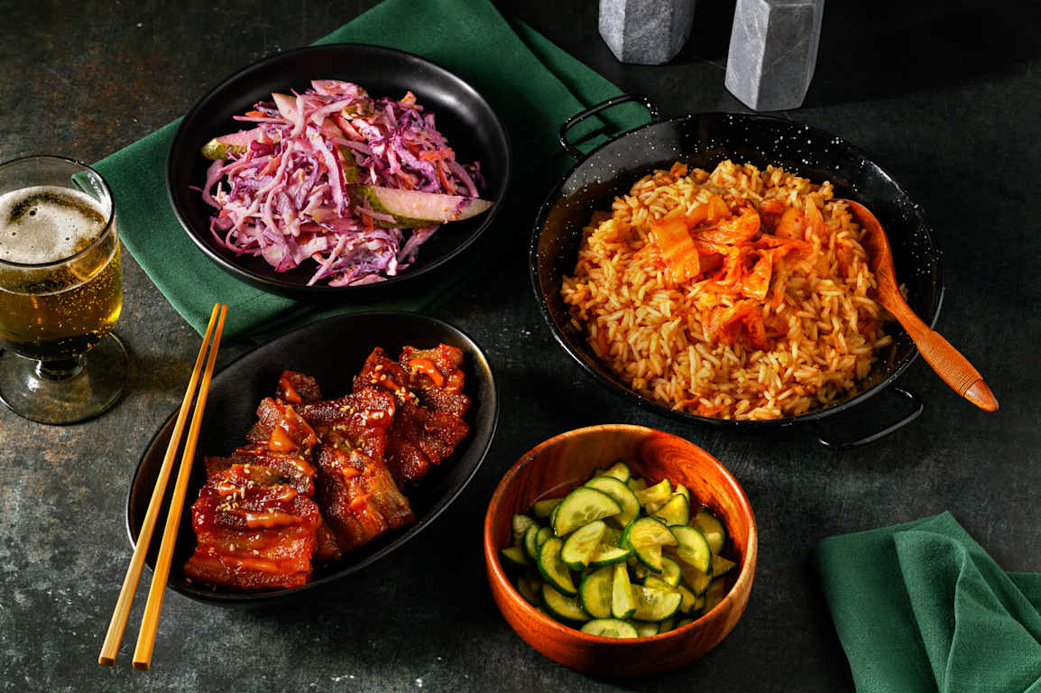 Korean Inspired Gochujang Pork Belly and Sesame Pear Slaw