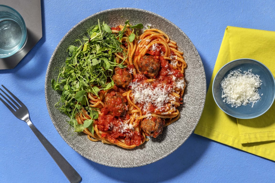 Herby Meatballs and Linguine