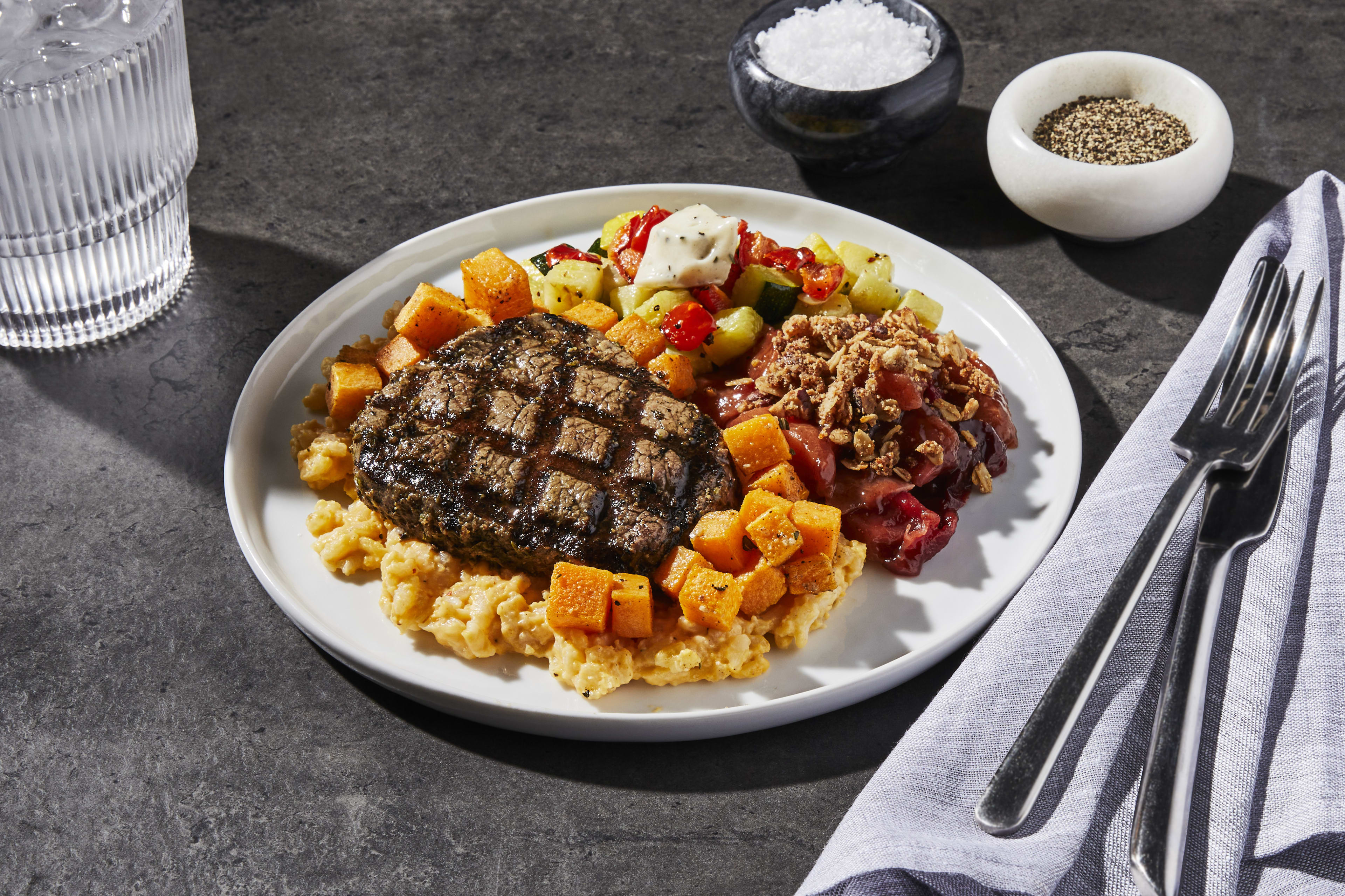 Herb Peppercorn Filet Mignon & Butternut Squash Risotto