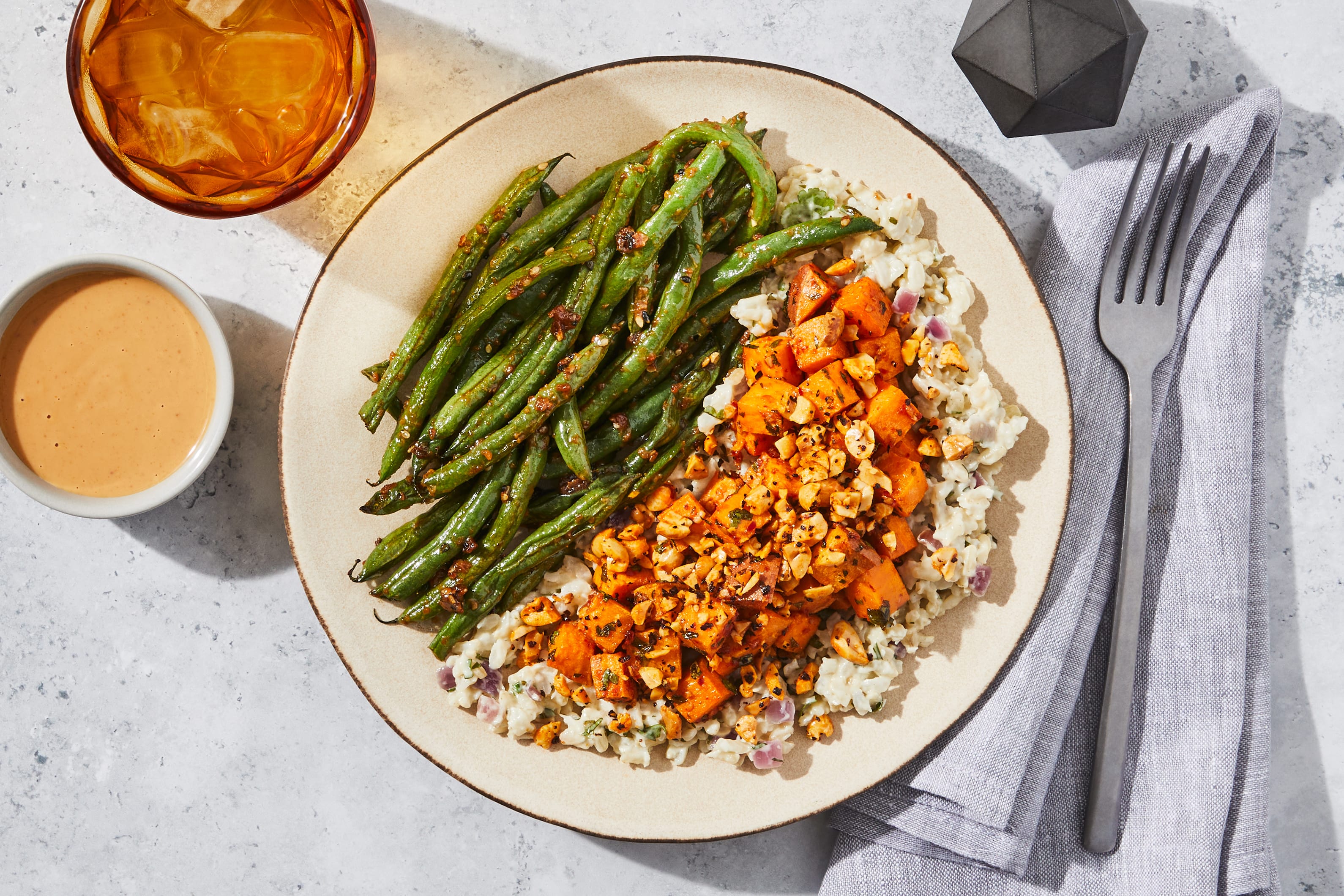 Spicy Sweet Potatoes & Peanut Sauce