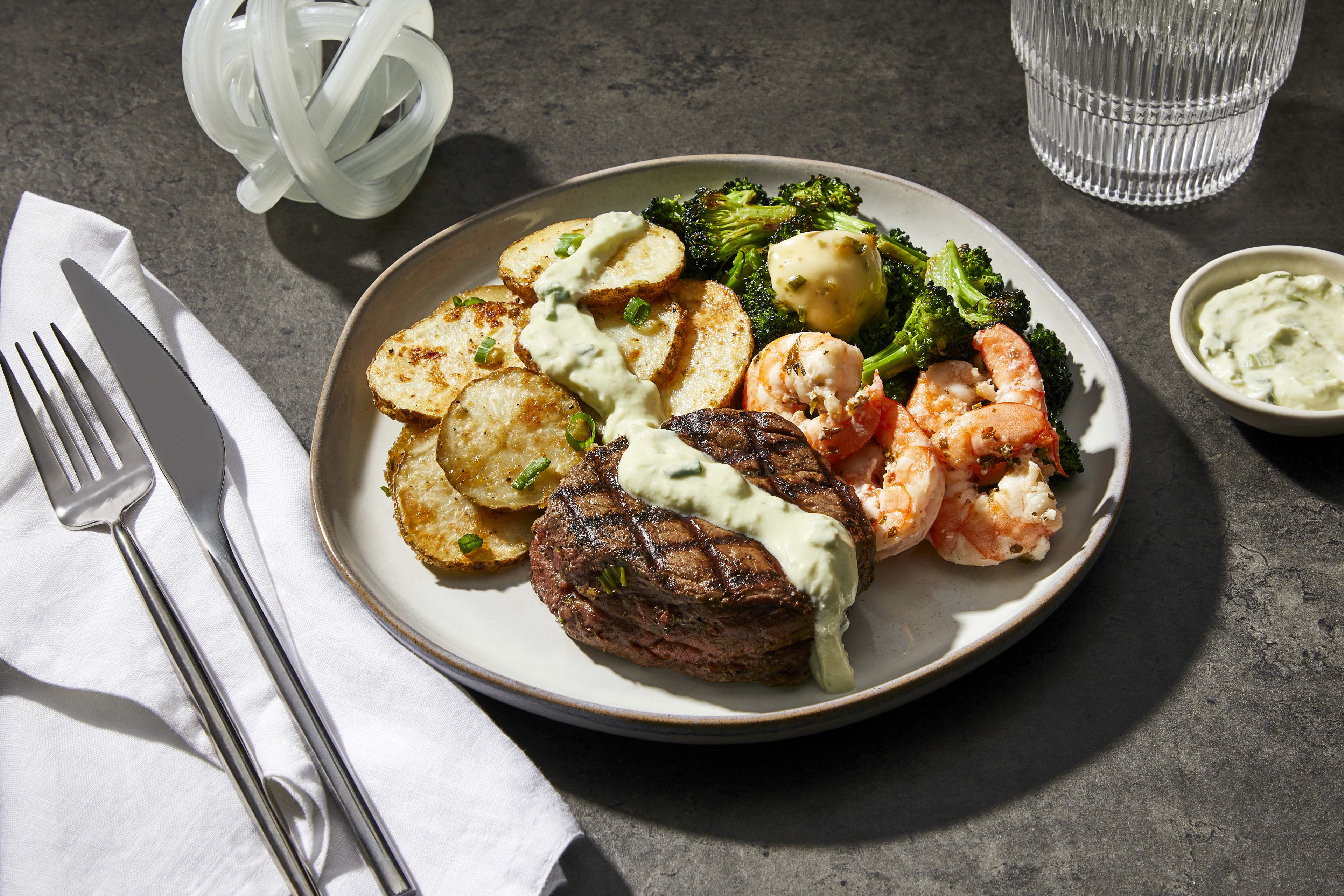 Roasted Garlic Filet Mignon & Shrimp