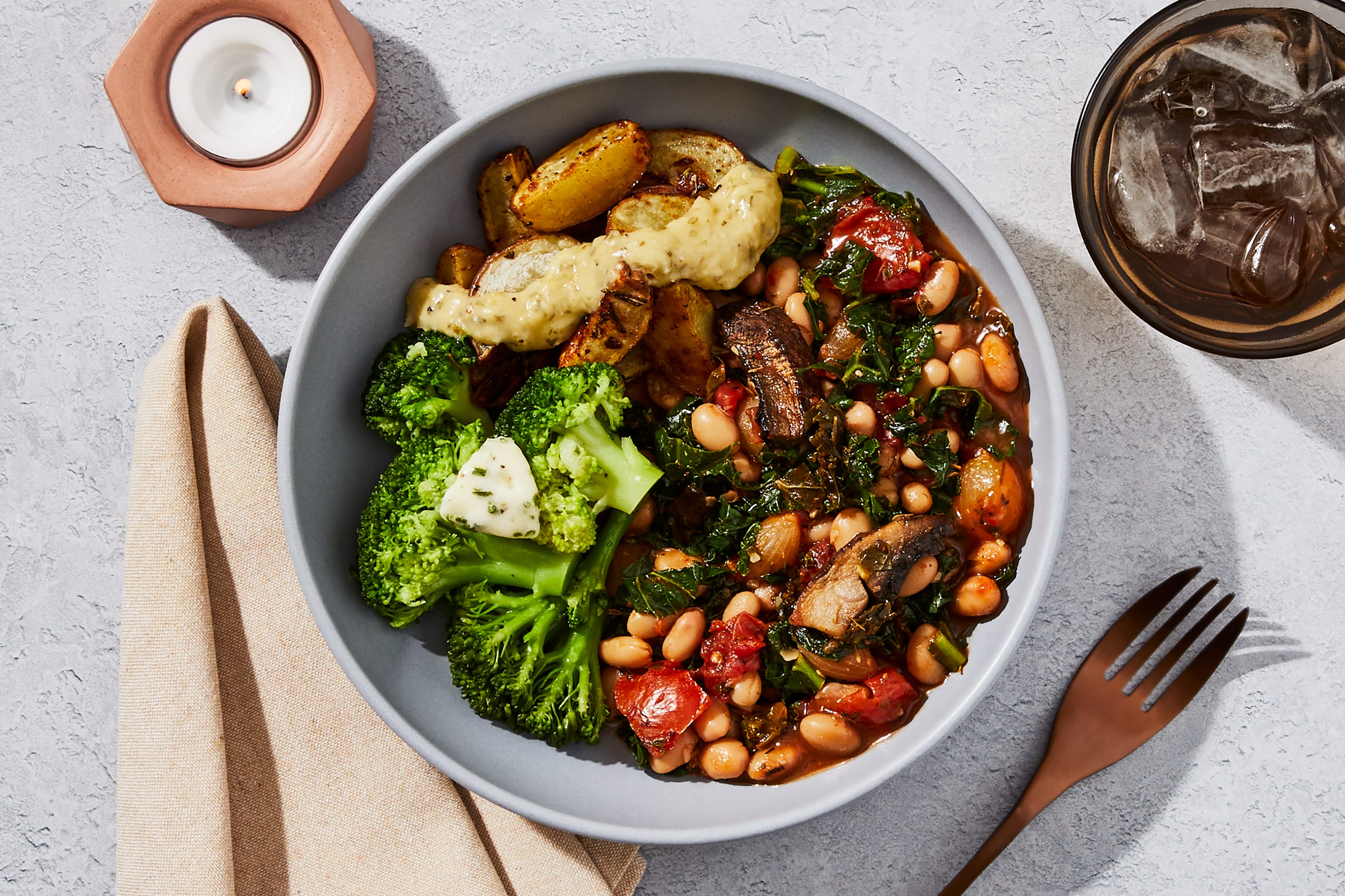 Tuscan White Bean, Mushroom & Kale Stew