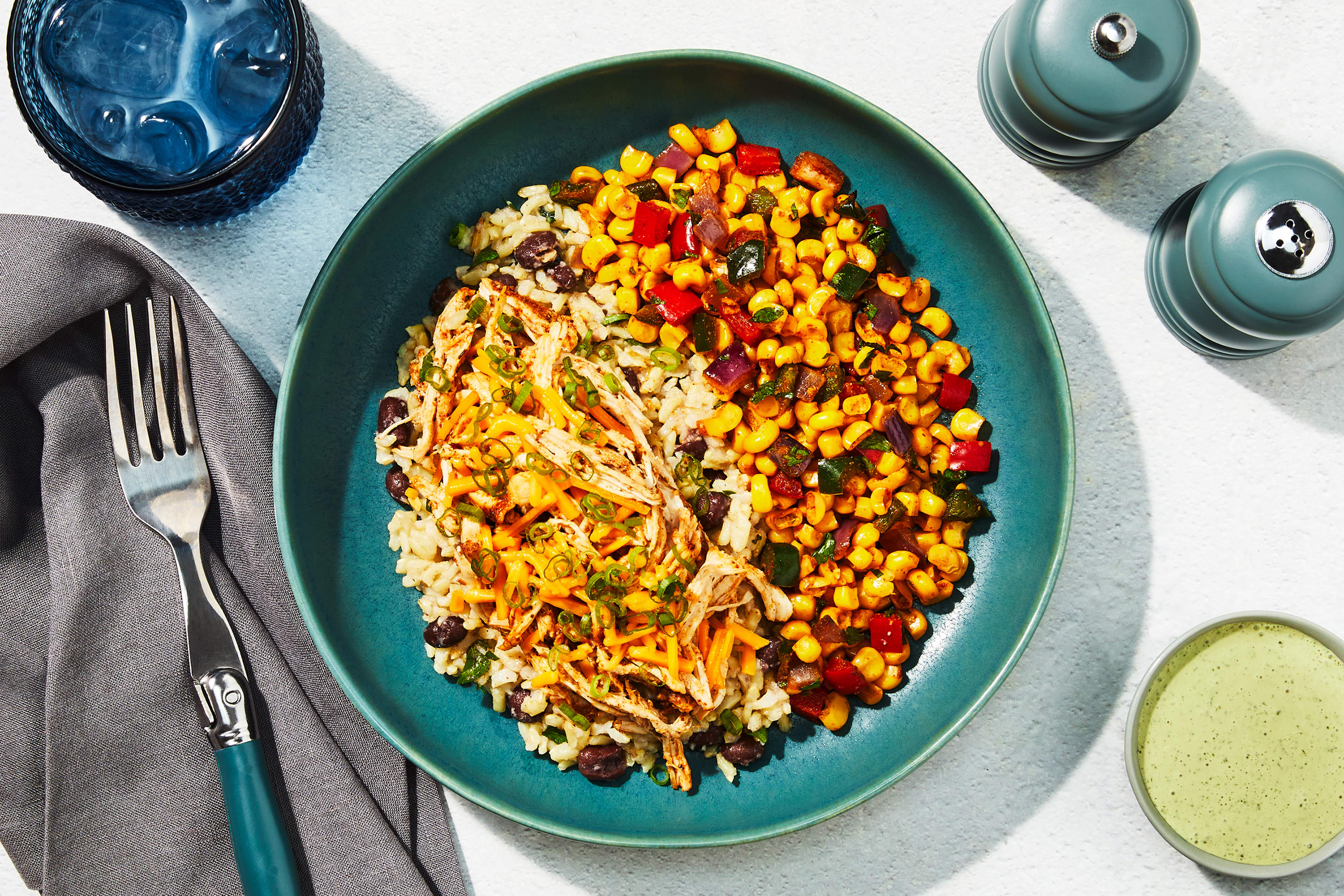 Bols style taco au poulet effiloché
